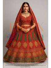 Crimson Red Velvet Embroidered Bridal Lehenga with Dupatta - My Store